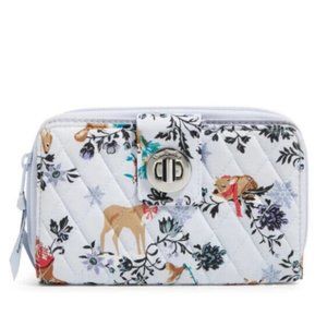 NEW VERA BRADLEY Factory Style RFID Turnlock Wallet Cotton- Merry Mischief Snow